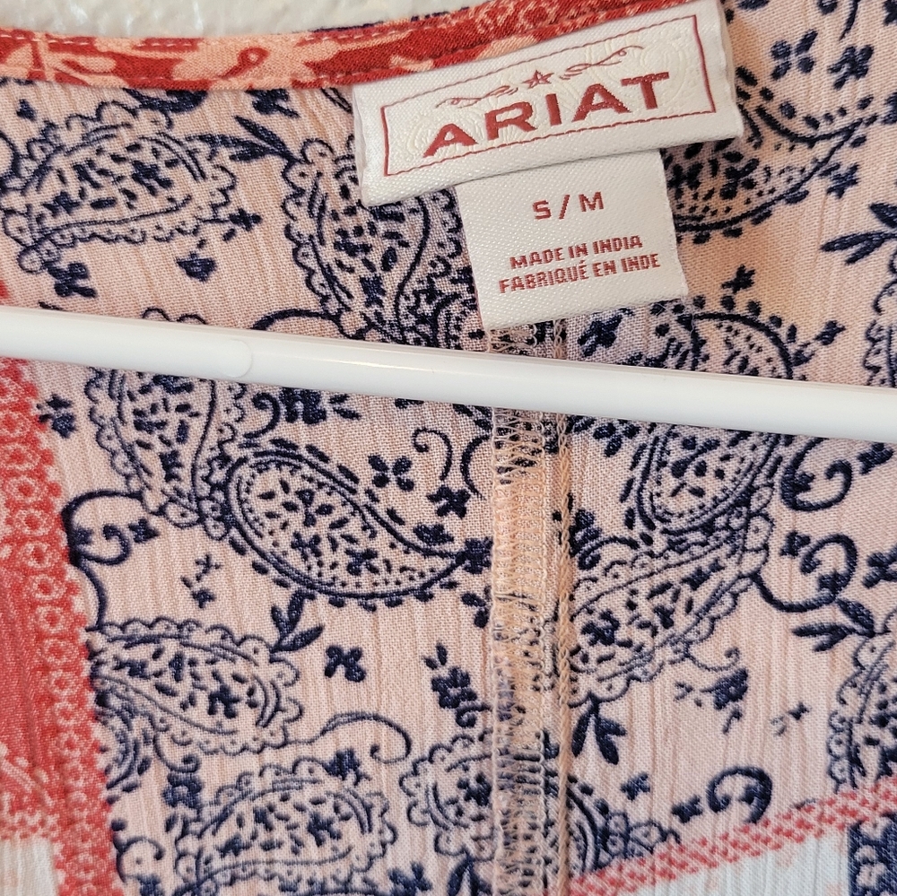 Ariat Red Patchwork Three Quarter Sleeve Boho Bet… - image 6